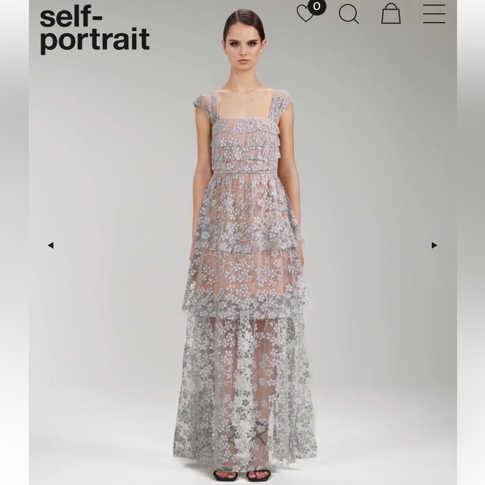 Self-Portrait floral-embroidered maxi dress